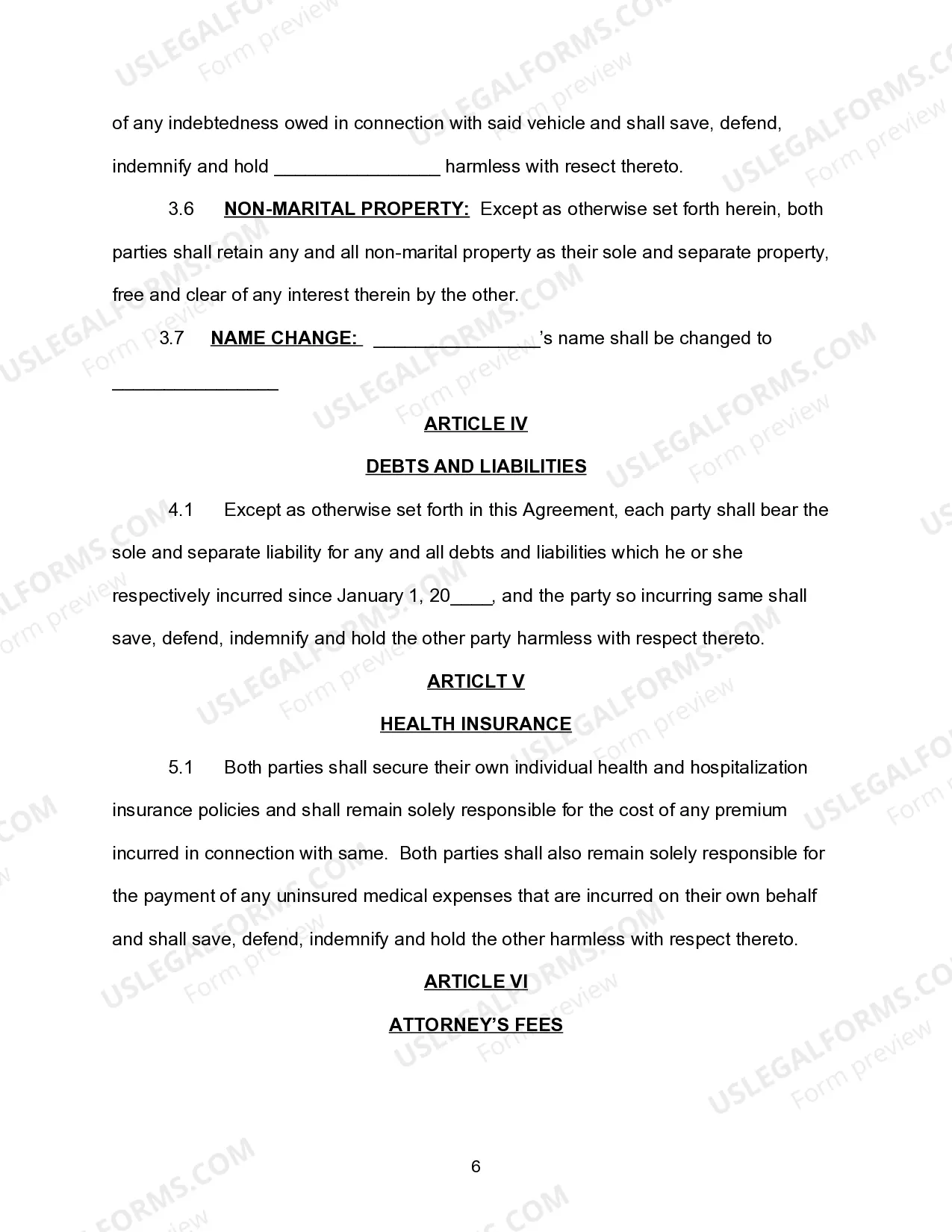 Preview Marital Settlement Agreement