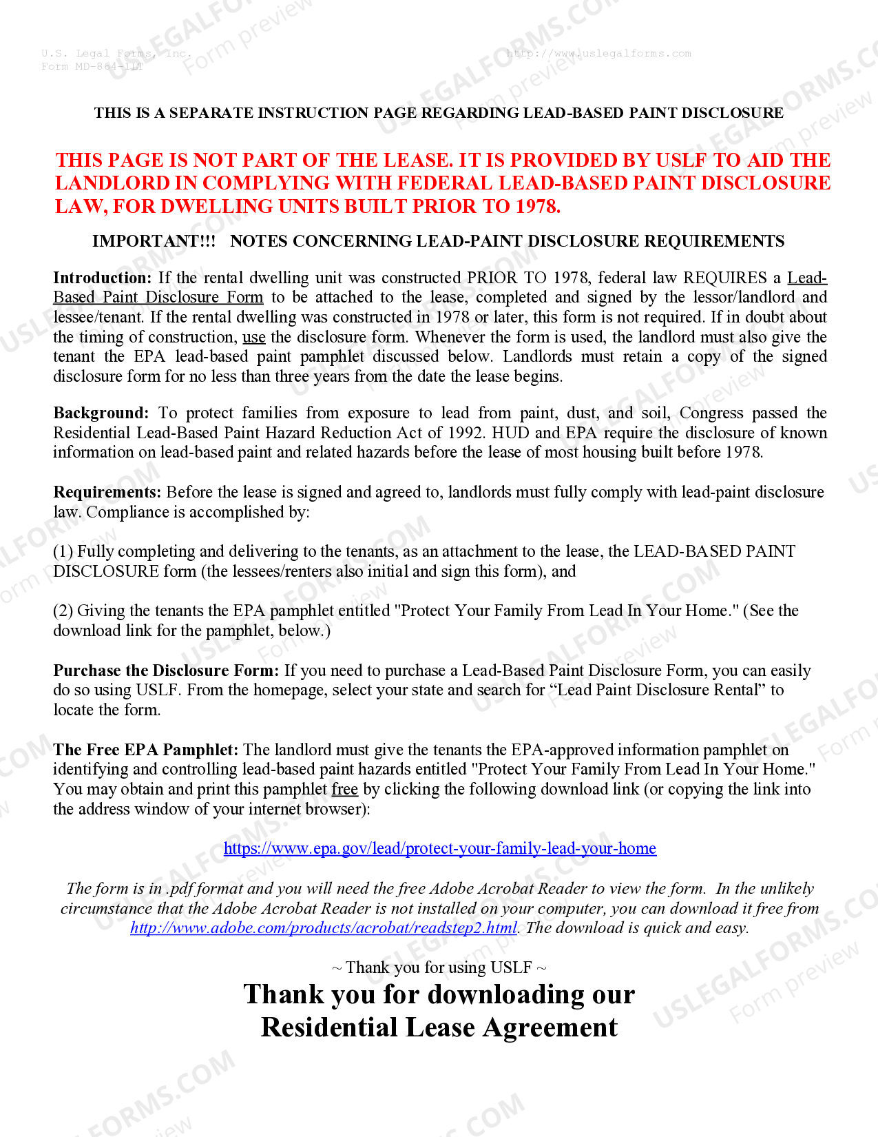 Maryland Residential Lease or Rental Agreement for Month to Month | US Legal Forms