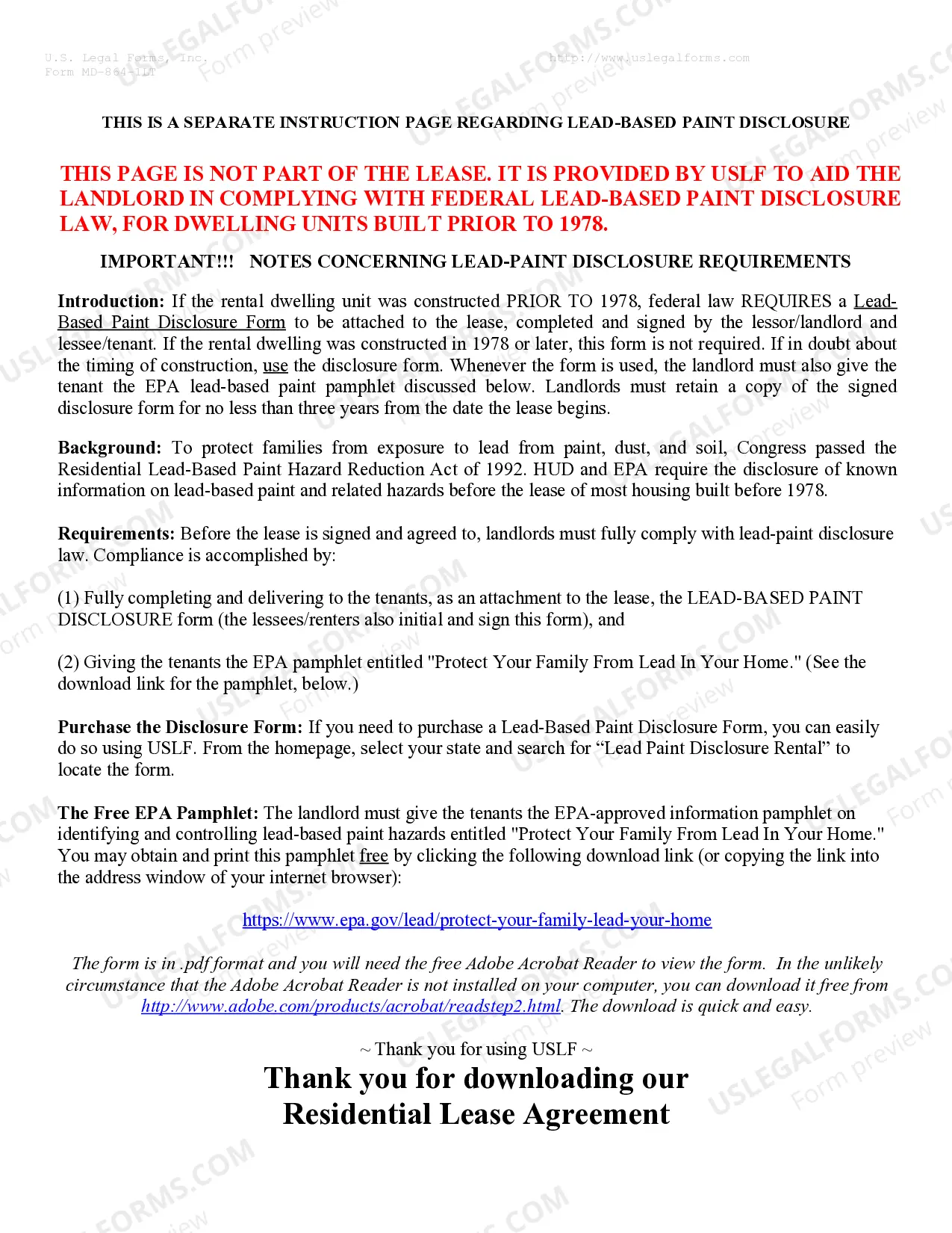 Preview Residential Lease or Rental Agreement for Month to Month