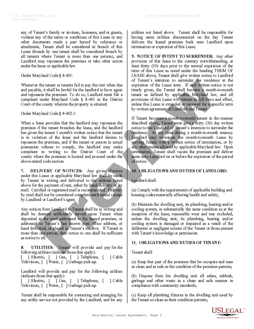 Preview Residential Rental Lease Agreement