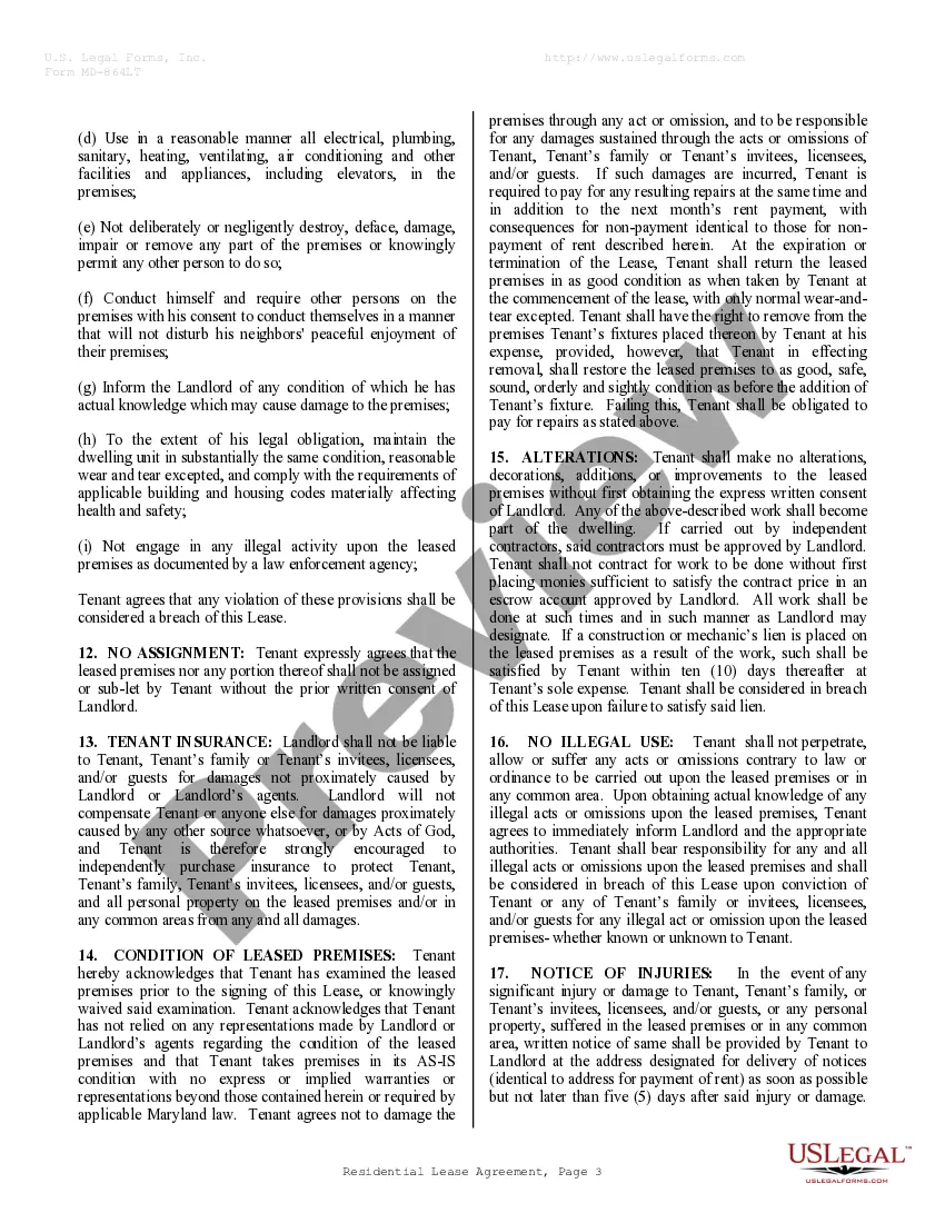 Preview Residential Rental Lease Agreement