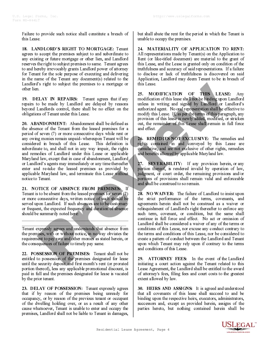 Preview Residential Rental Lease Agreement