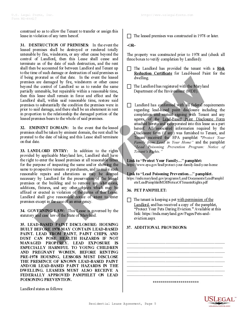 Preview Residential Rental Lease Agreement