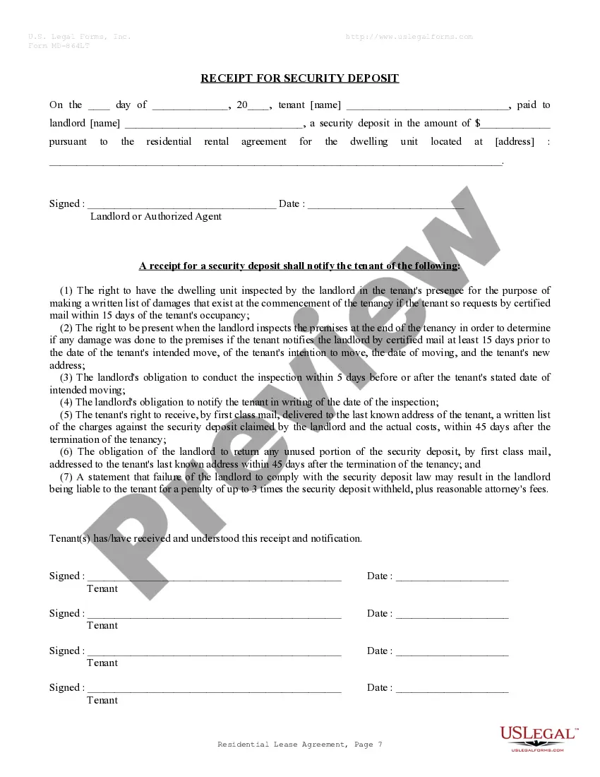Preview Residential Rental Lease Agreement