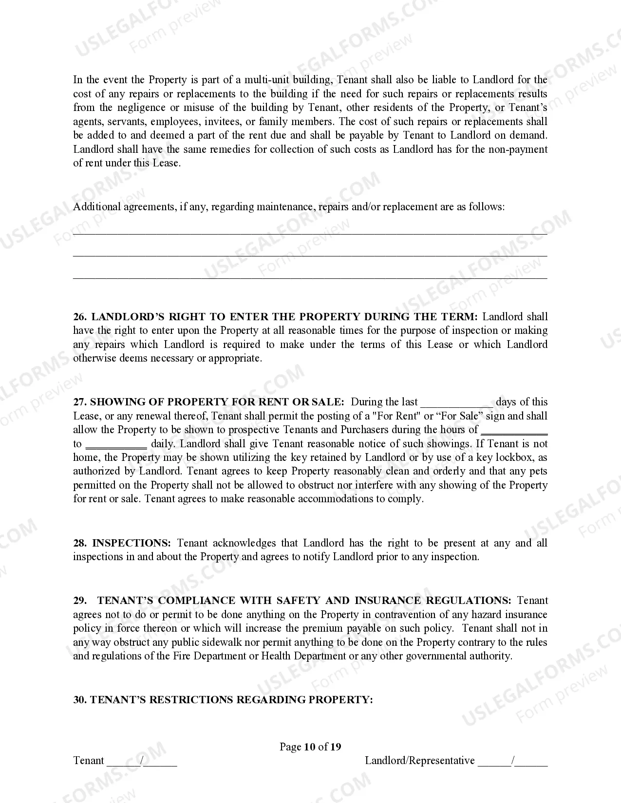 Preview Residential Dwelling Lease