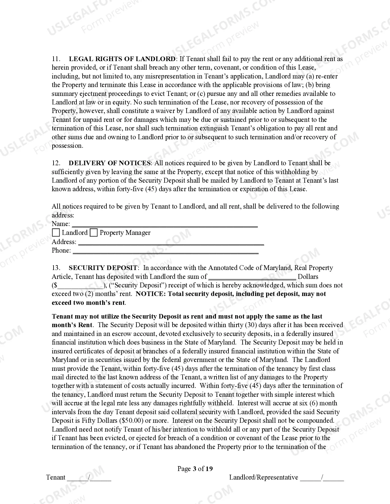 Preview Residential Dwelling Lease