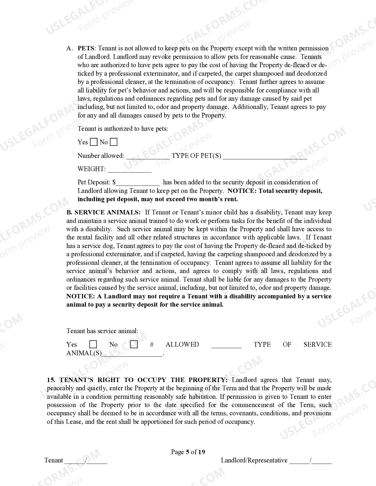Preview Residential Dwelling Lease