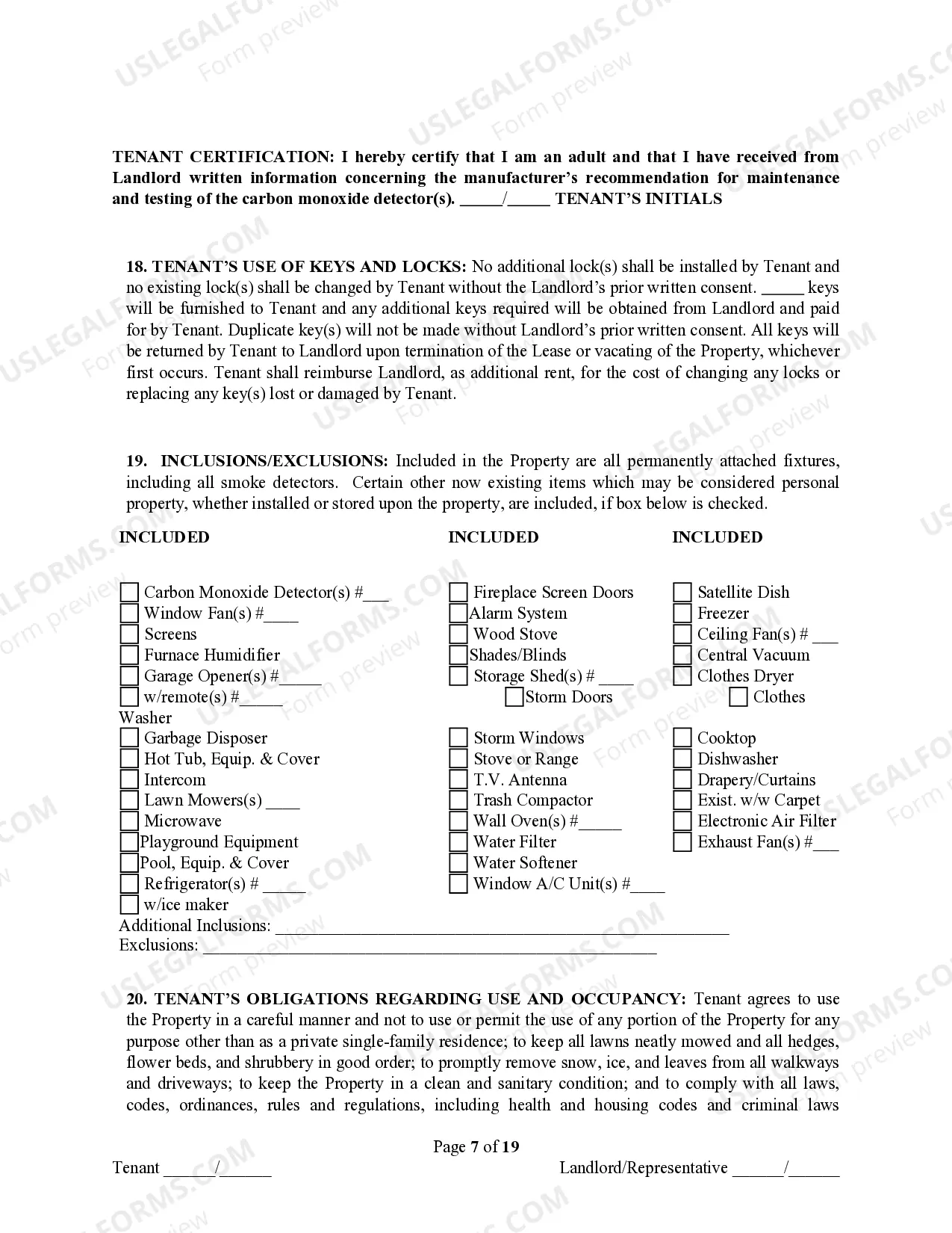 Preview Residential Dwelling Lease