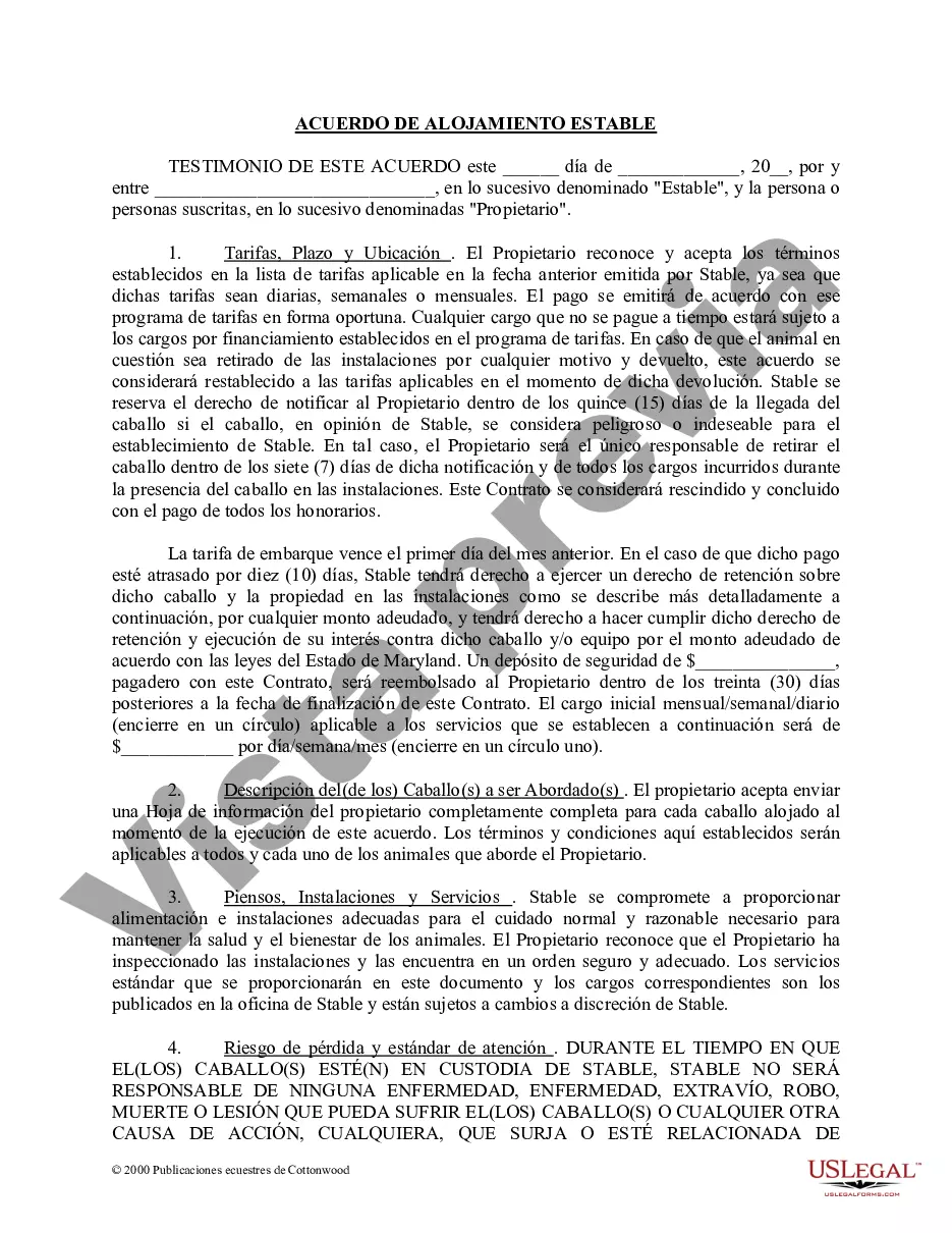 Preview Paquete de formularios equinos de caballos de Maryland