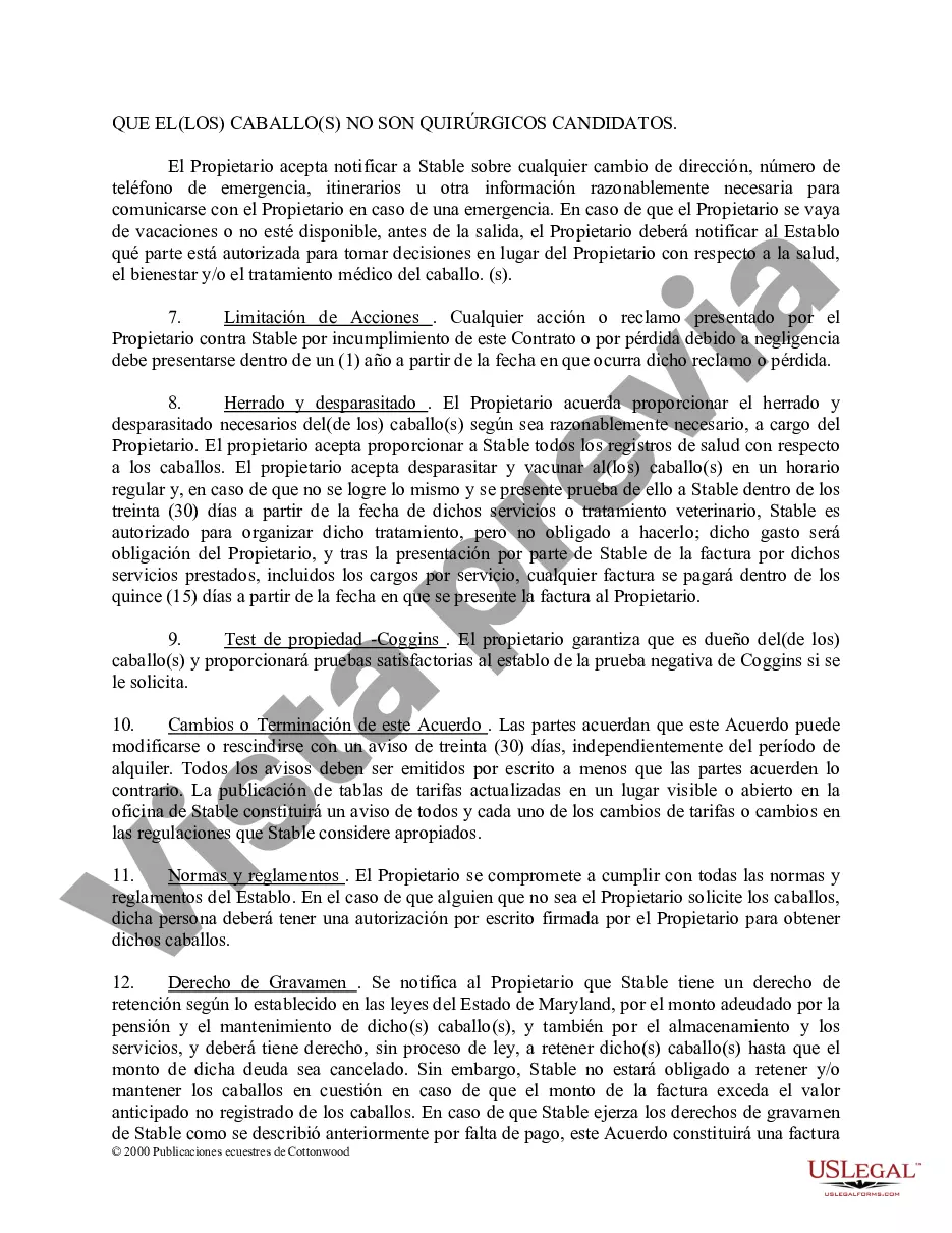 Preview Paquete de formularios equinos de caballos de Maryland