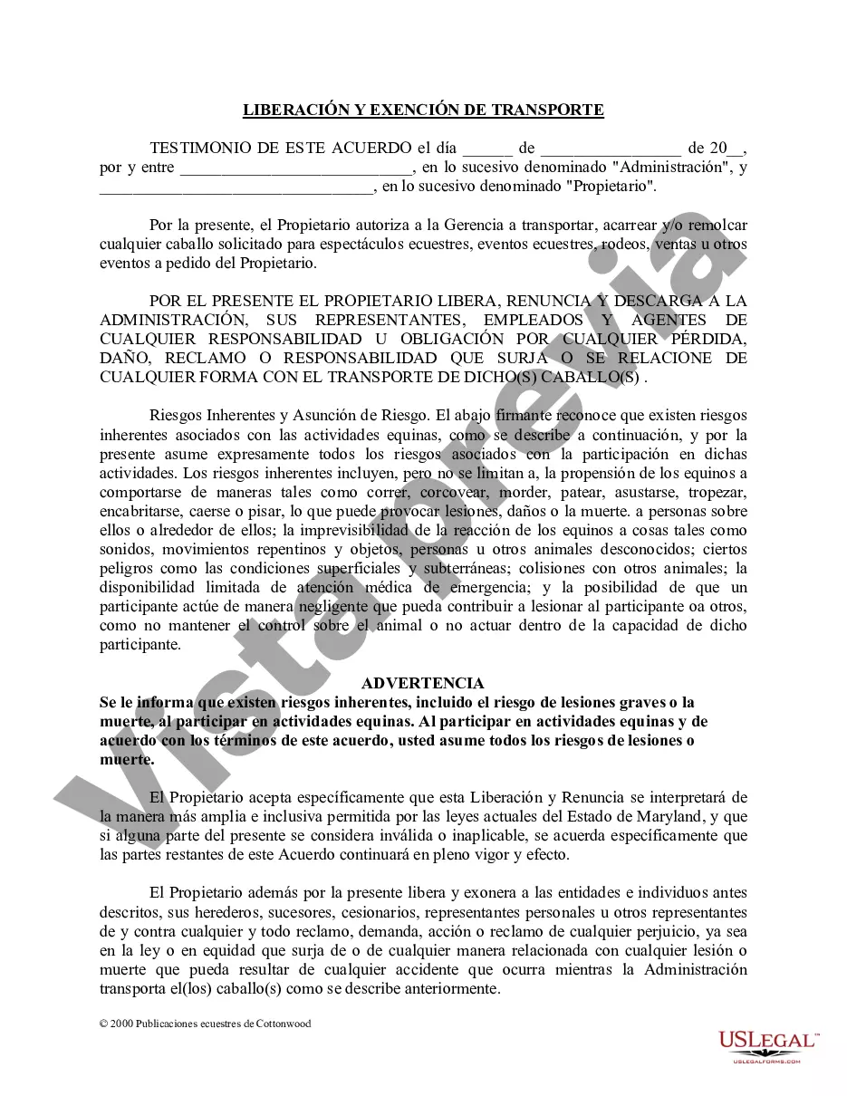 Preview Paquete de formularios equinos de caballos de Maryland