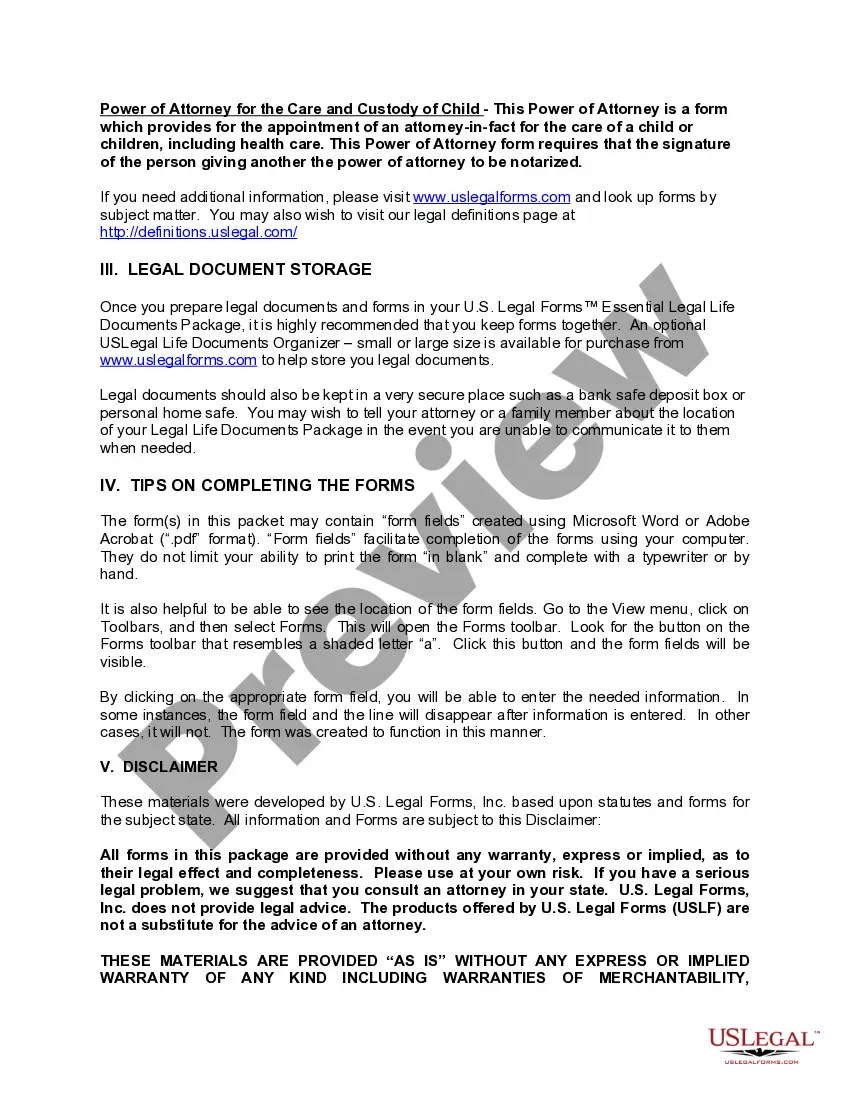 Preview Maryland Standby Temporary Guardian Legal Documents Package