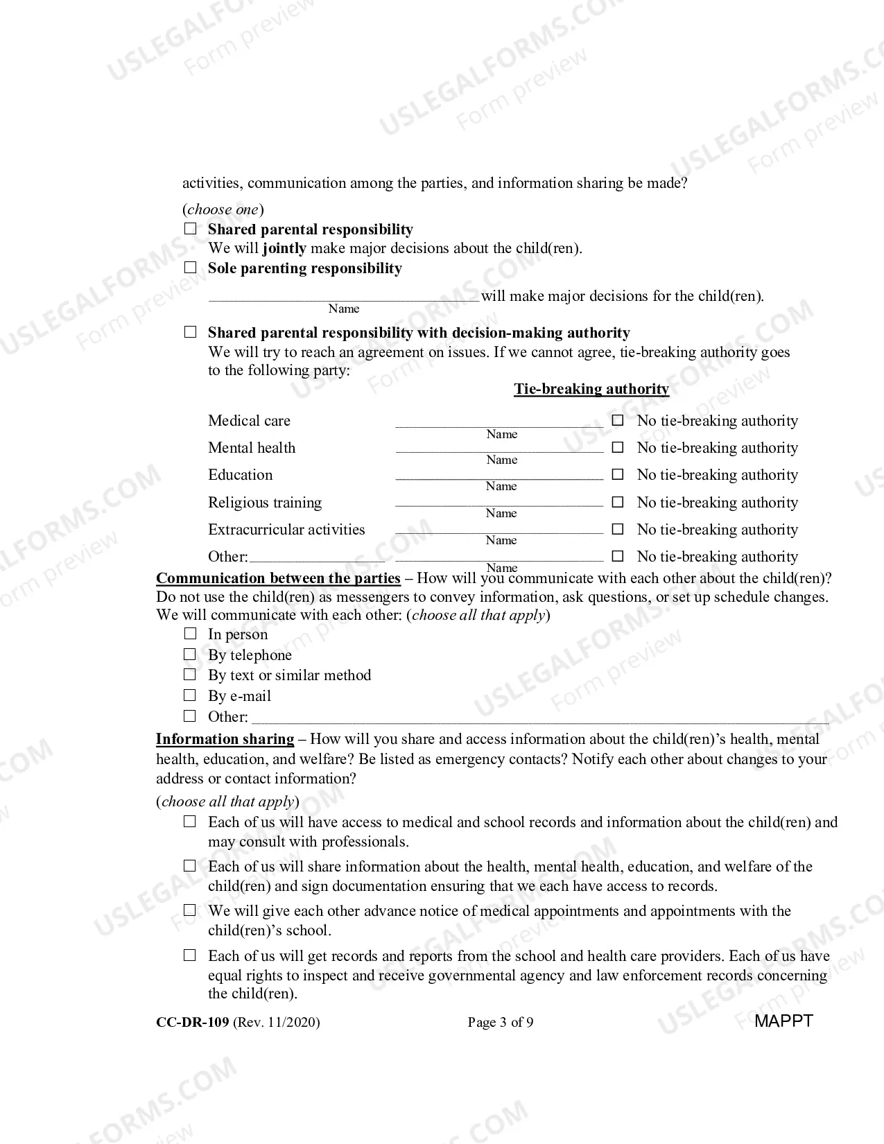 Preview Parenting Plan
