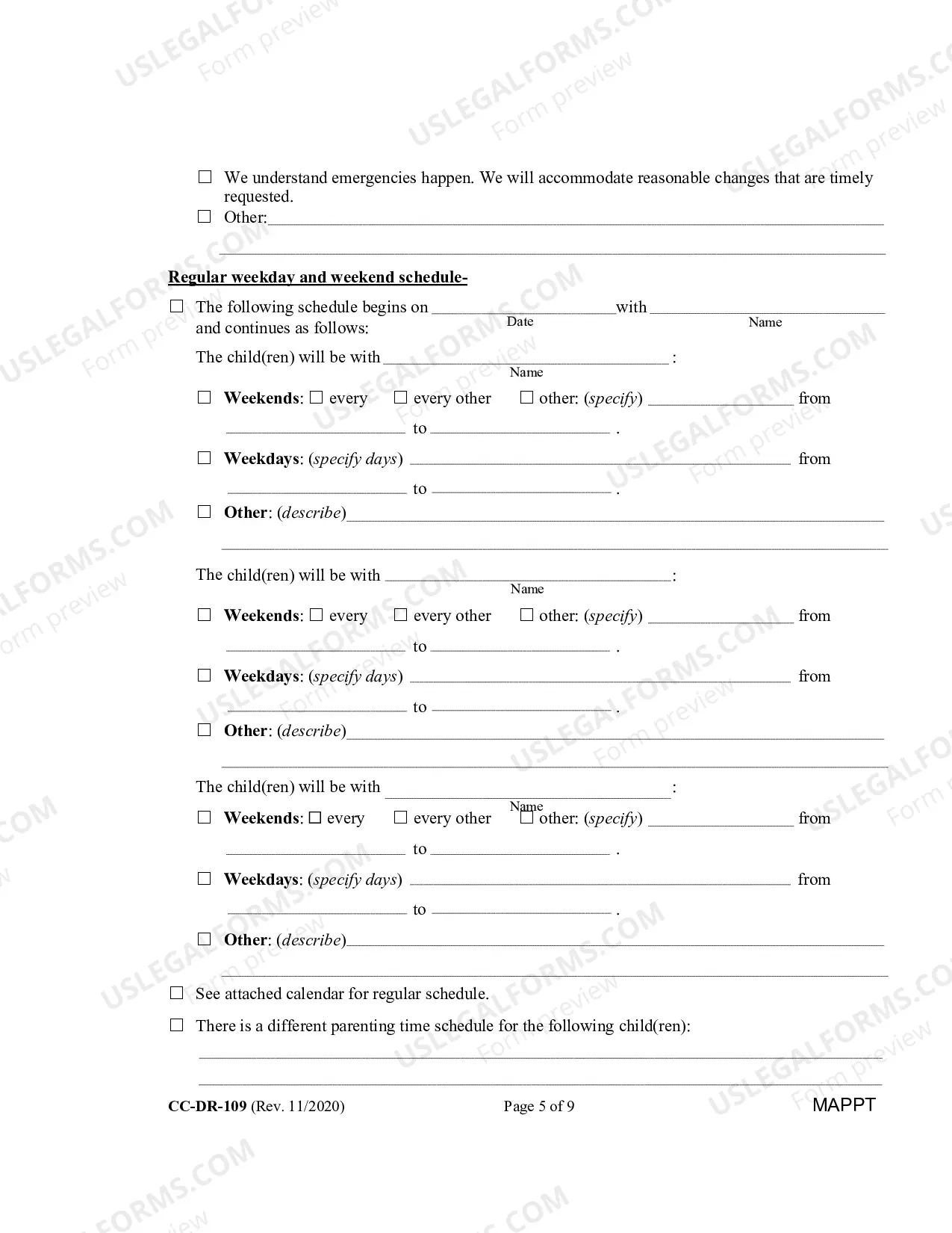 Preview Parenting Plan