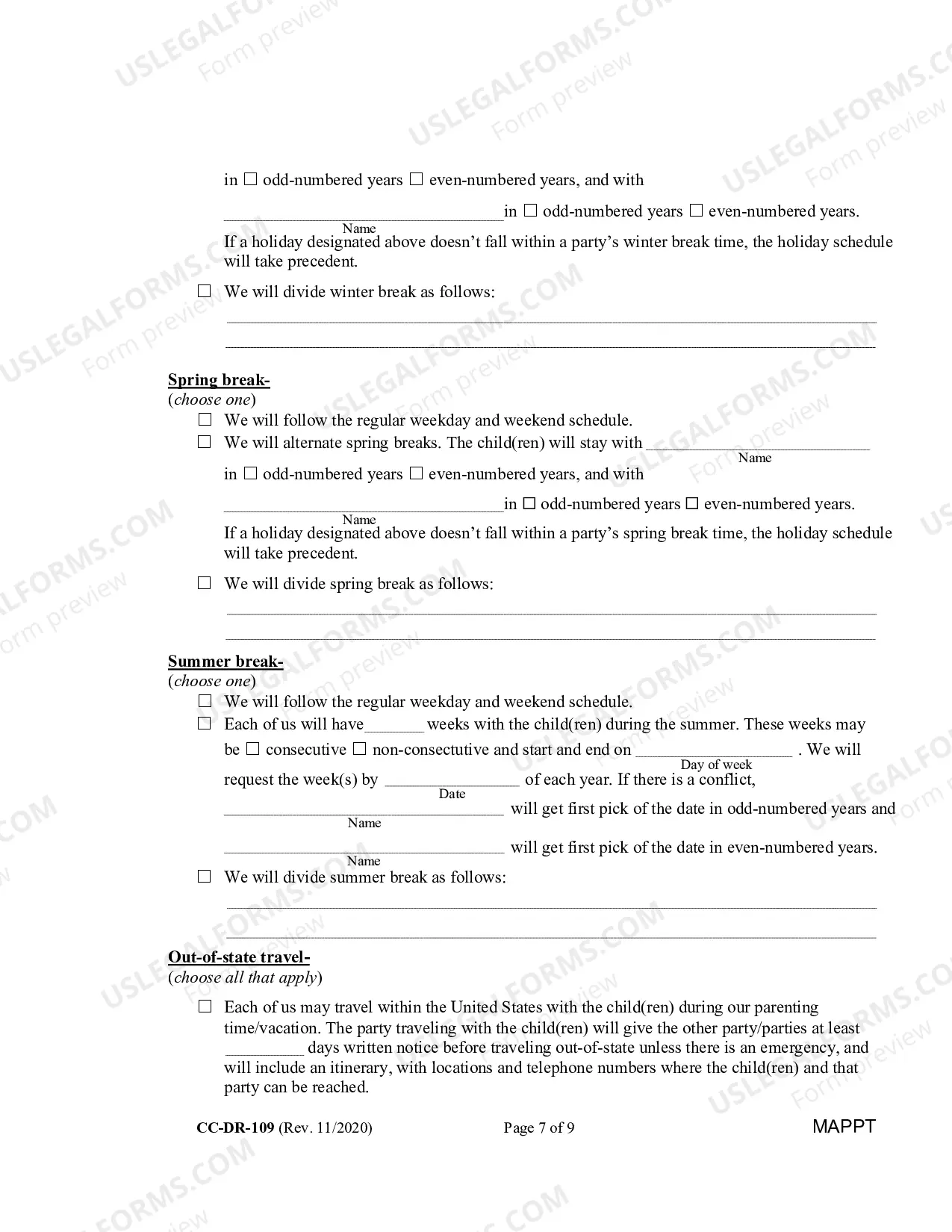 Preview Parenting Plan