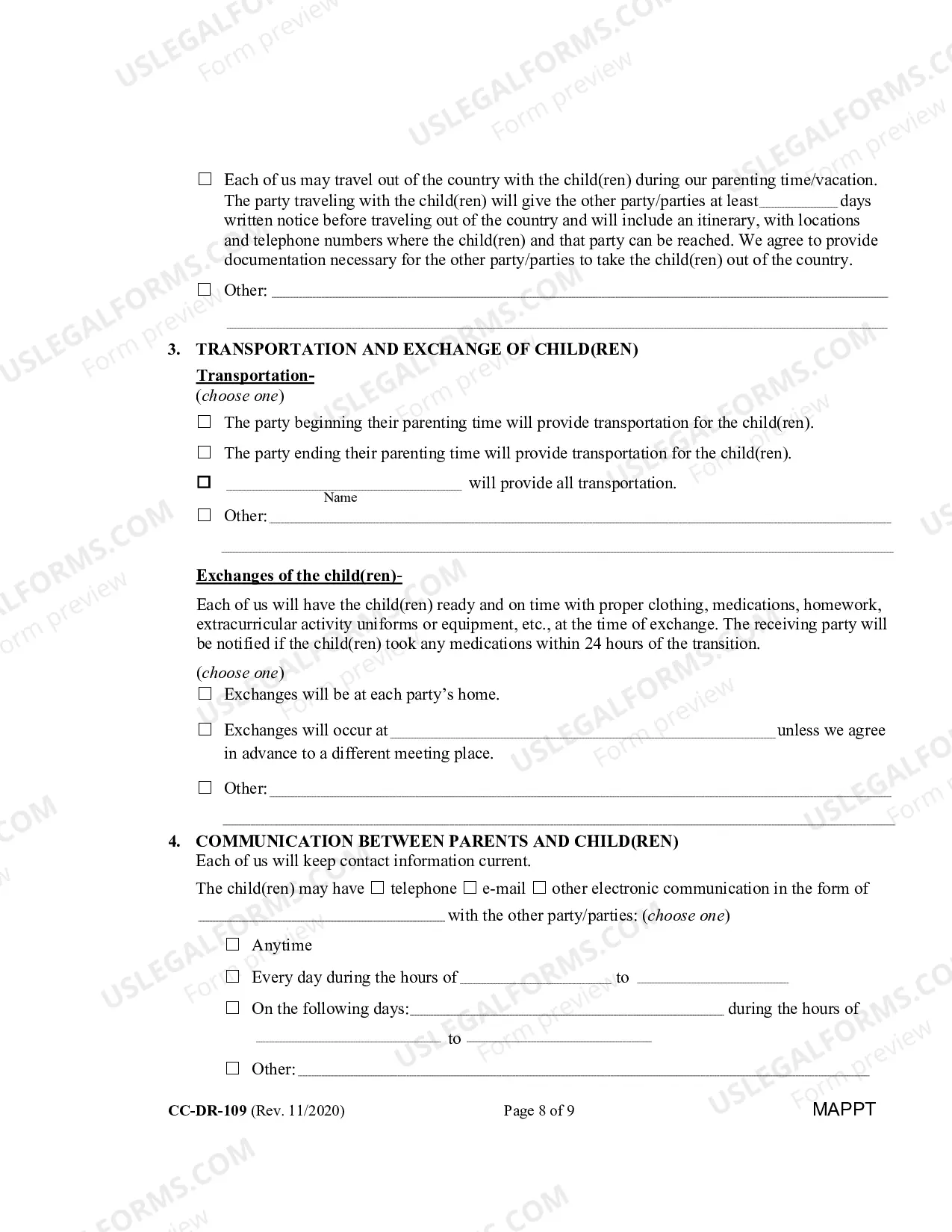 Preview Parenting Plan