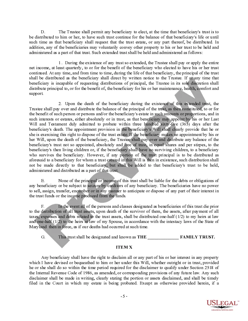 Preview Complex Will with Credit Shelter Marital Trust for Large Estates