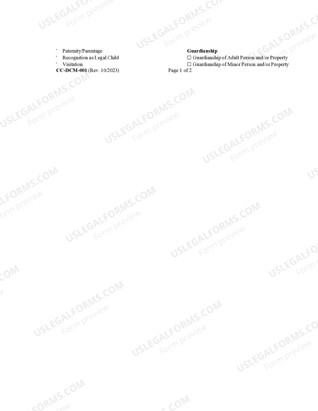 Preview Civil - Domestic Case Information Report
