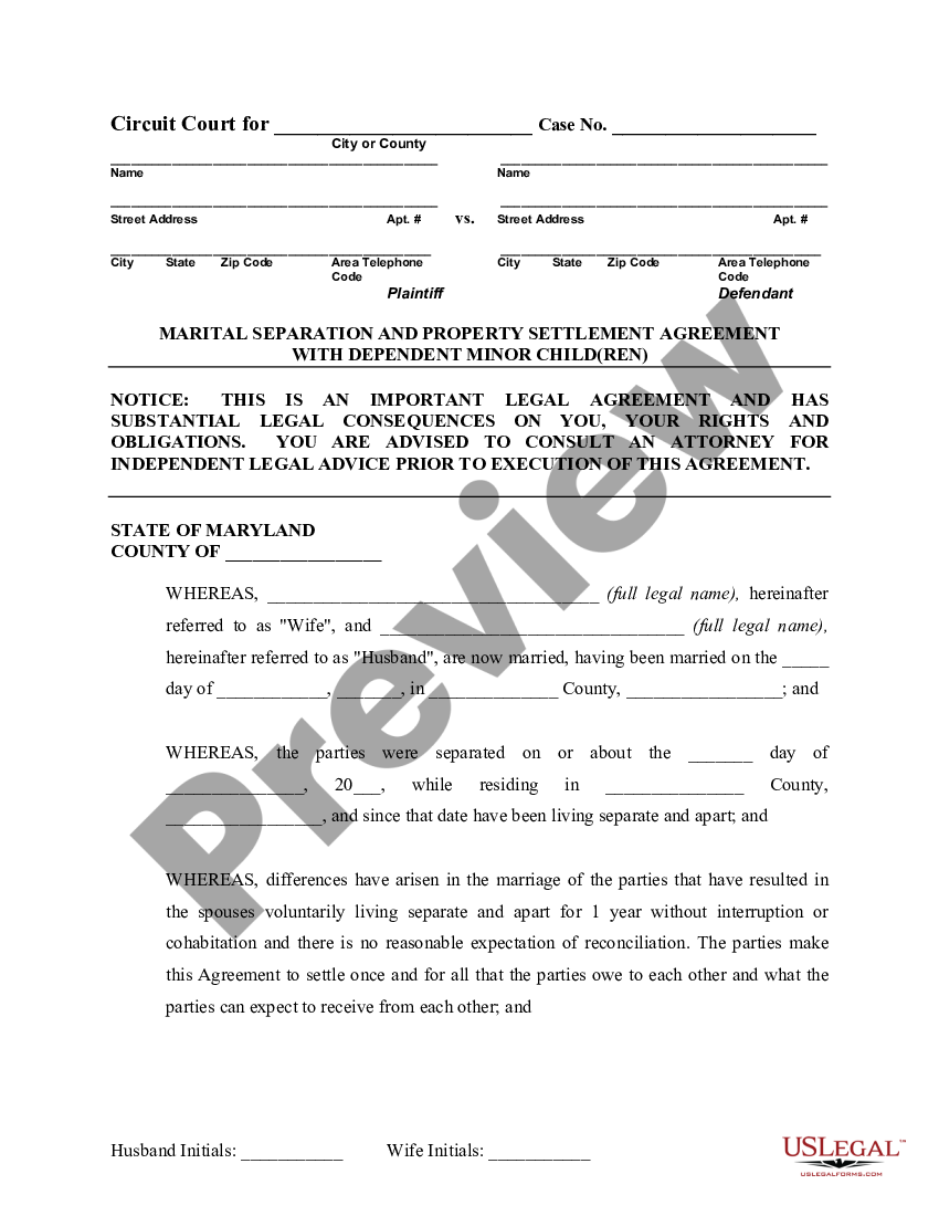 Maryland Marital Settlement Agreement | US Legal Forms