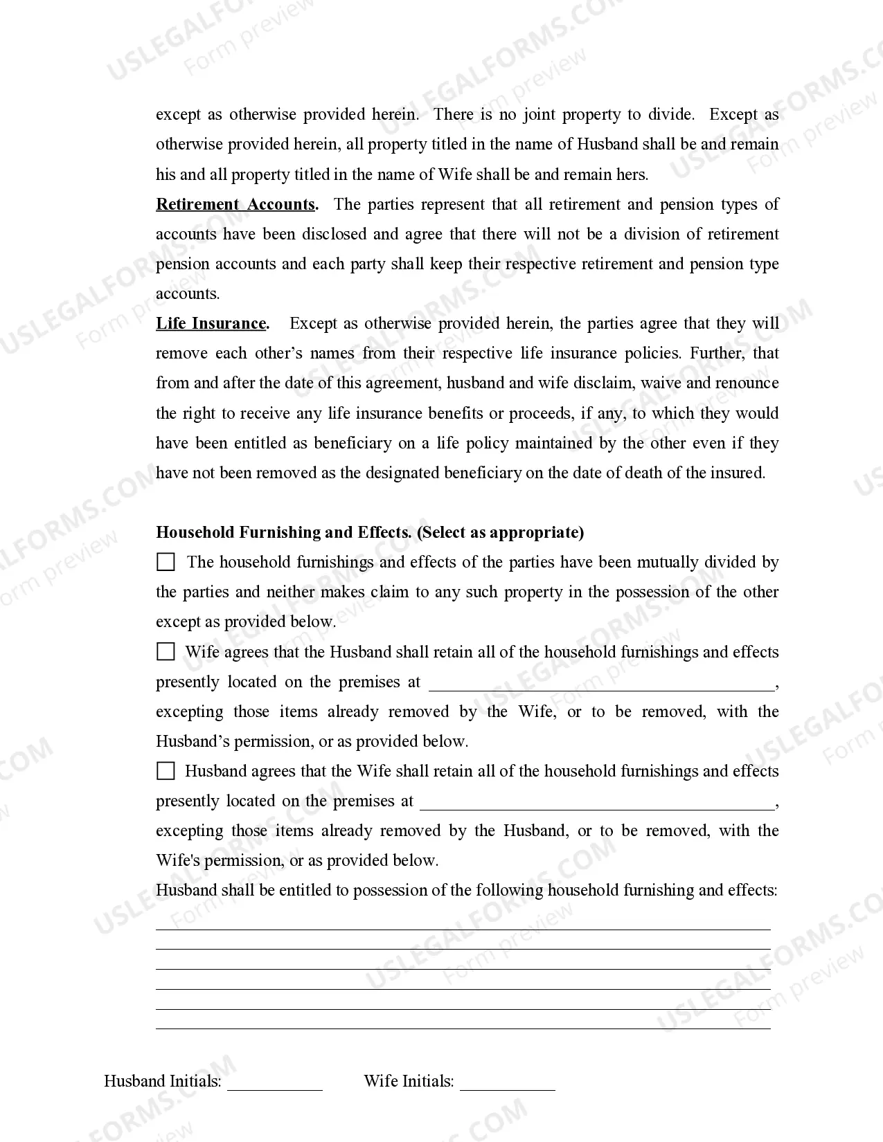 Preview Marital Domestic Separation and Property Settlement Agreement Minor Children no Joint Property or Debts effective Immediately