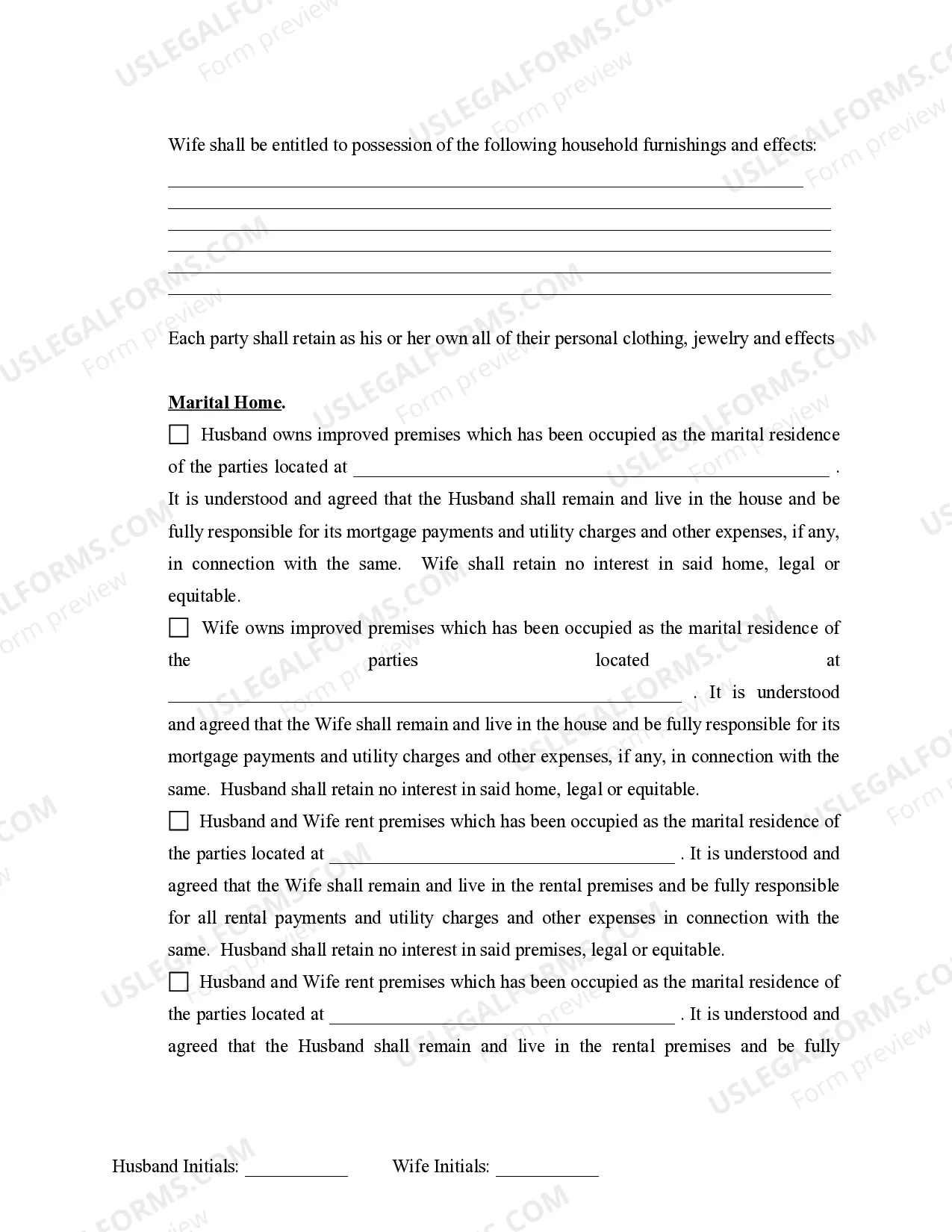 Preview Marital Domestic Separation and Property Settlement Agreement Minor Children no Joint Property or Debts effective Immediately
