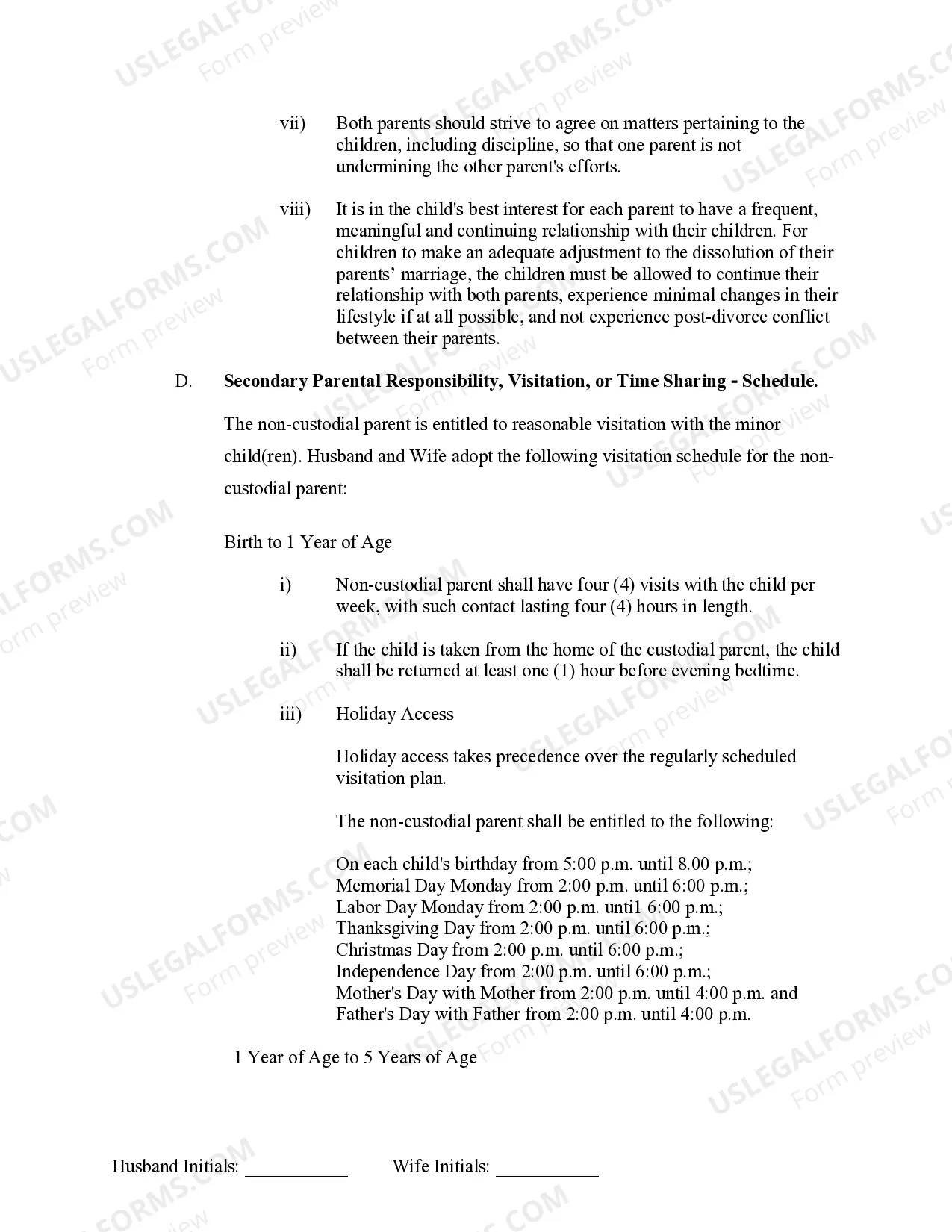 Preview Marital Domestic Separation and Property Settlement Agreement Minor Children no Joint Property or Debts effective Immediately