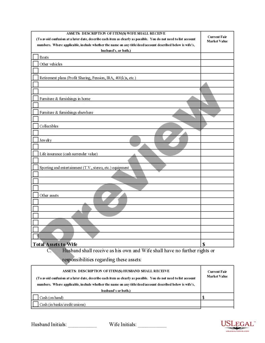 Preview Marital Domestic Separation and Property Settlement Agreement Minor Children Parties May have Joint Property or Debts where Divorce Action Filed