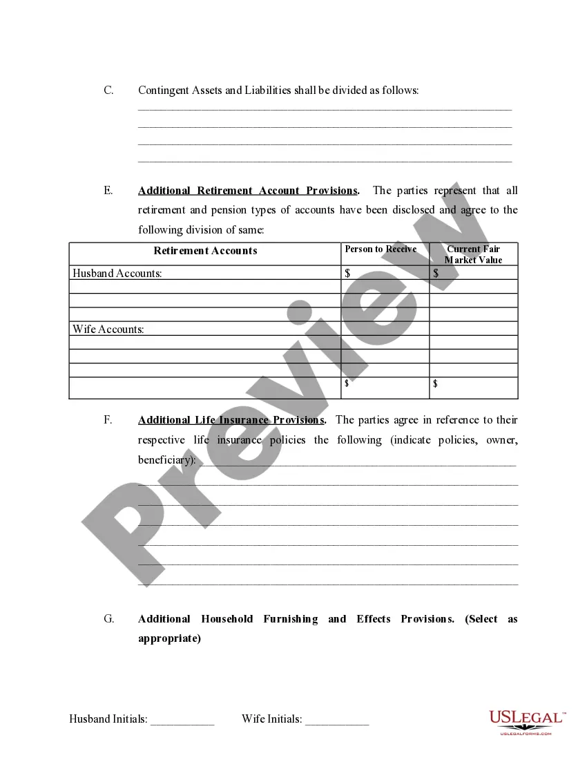 Get Marital Domestic Separation and Property Settlement Agreement Adult Children Parties May have Joint Property or Debts effective Immediately Preview Marital Domestic Separation and Property Settlement Agreement Adult Children Parties May have Joint Property or Debts effective Immediately