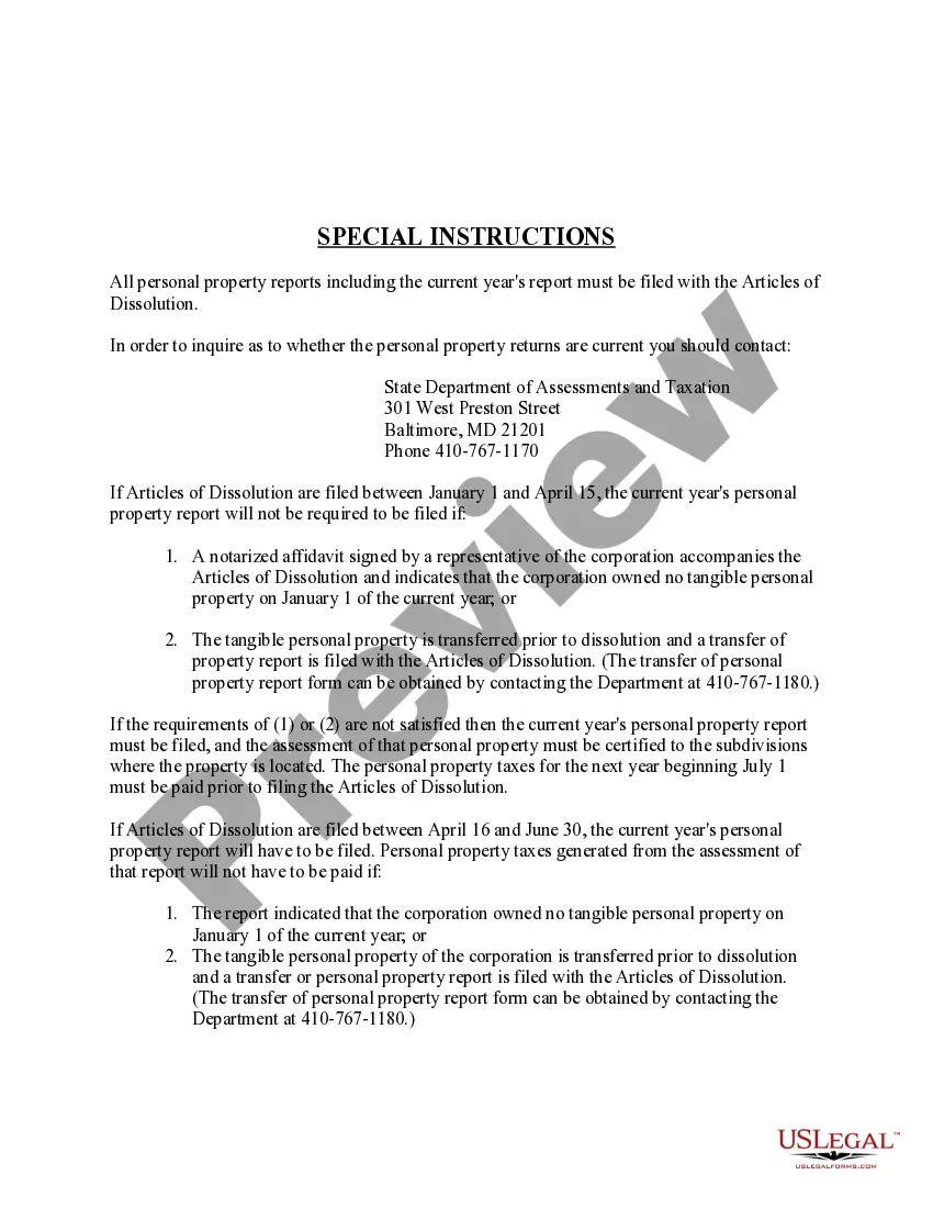 Get Maryland Dissolution Package to Dissolve Corporation Preview Maryland Dissolution Package to Dissolve Corporation