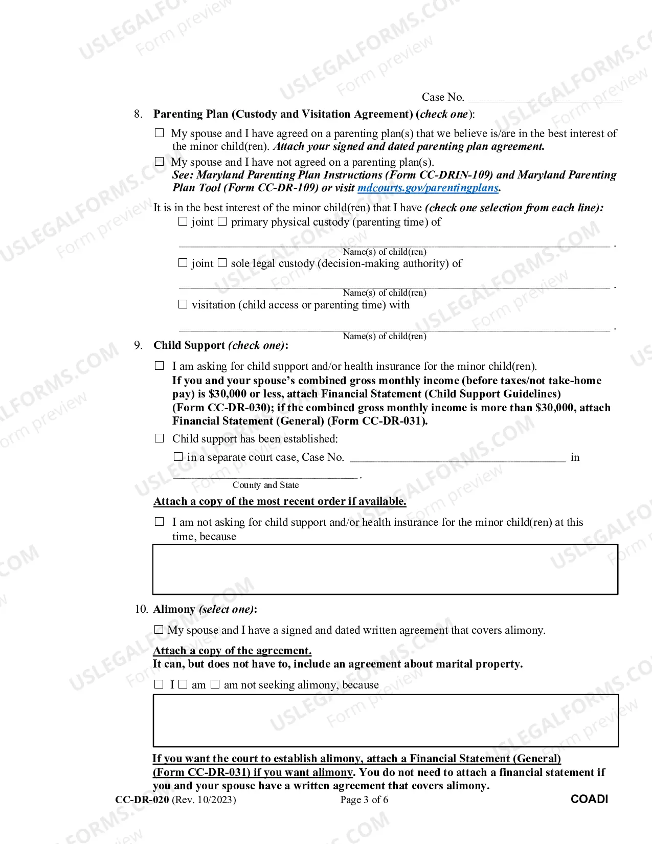 Preview Complaint for Divorce