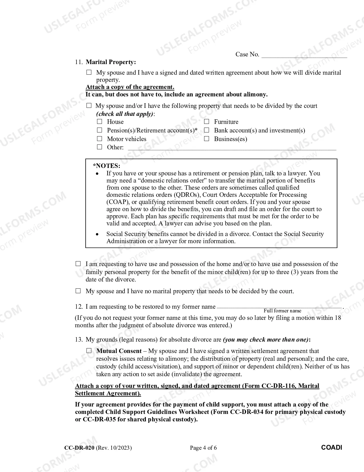 Preview Complaint for Divorce