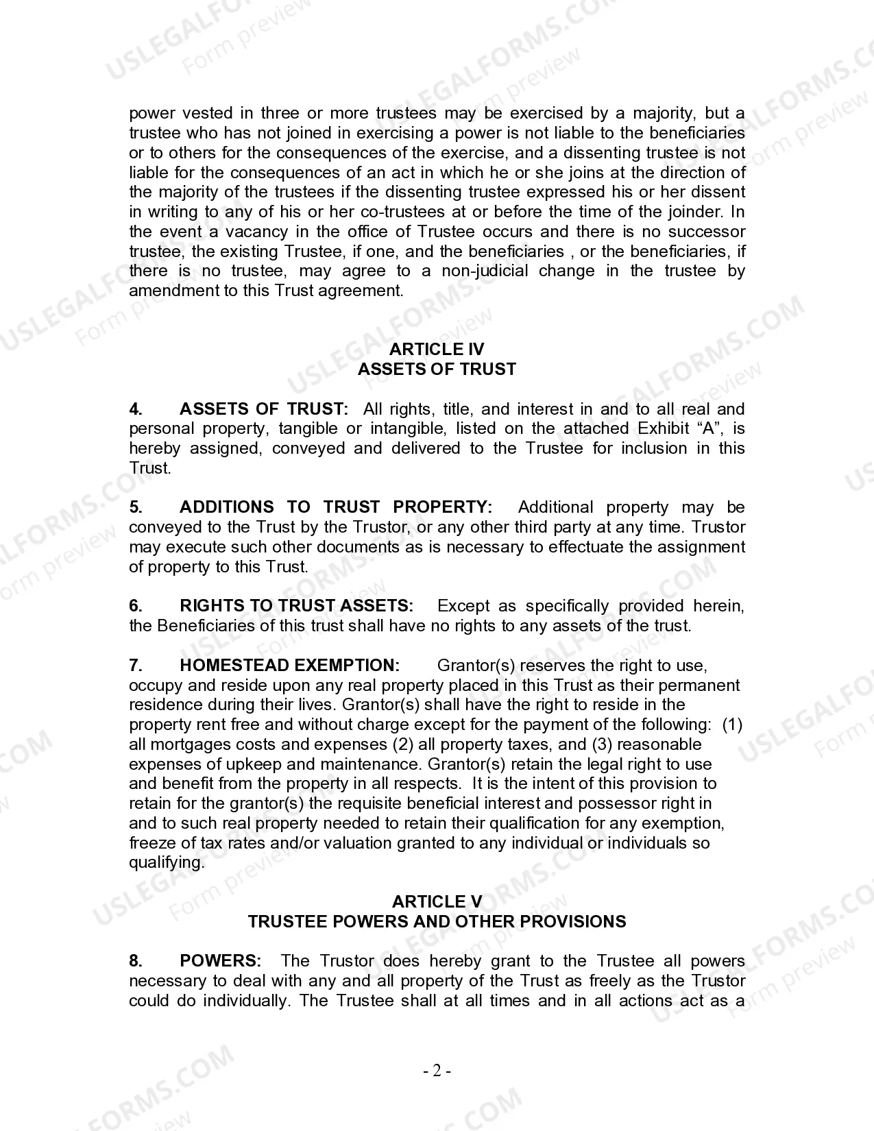 Preview Revocable Living Trust for Husband and Wife with No Children