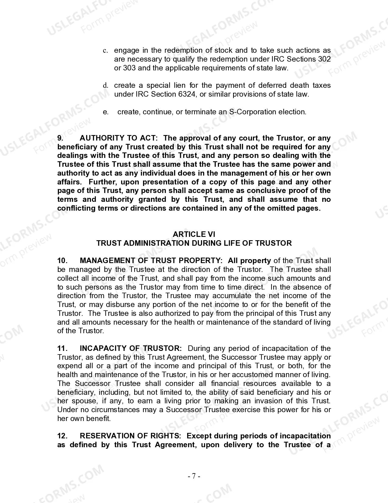 Preview Revocable Living Trust for Husband and Wife with No Children