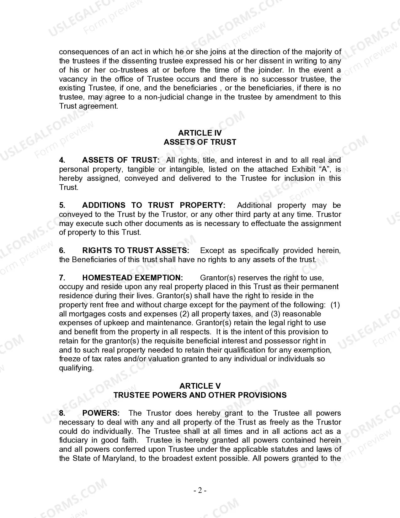 Preview Living Trust for Individual Who is Single, Divorced or Widow (or Widower) with No Children