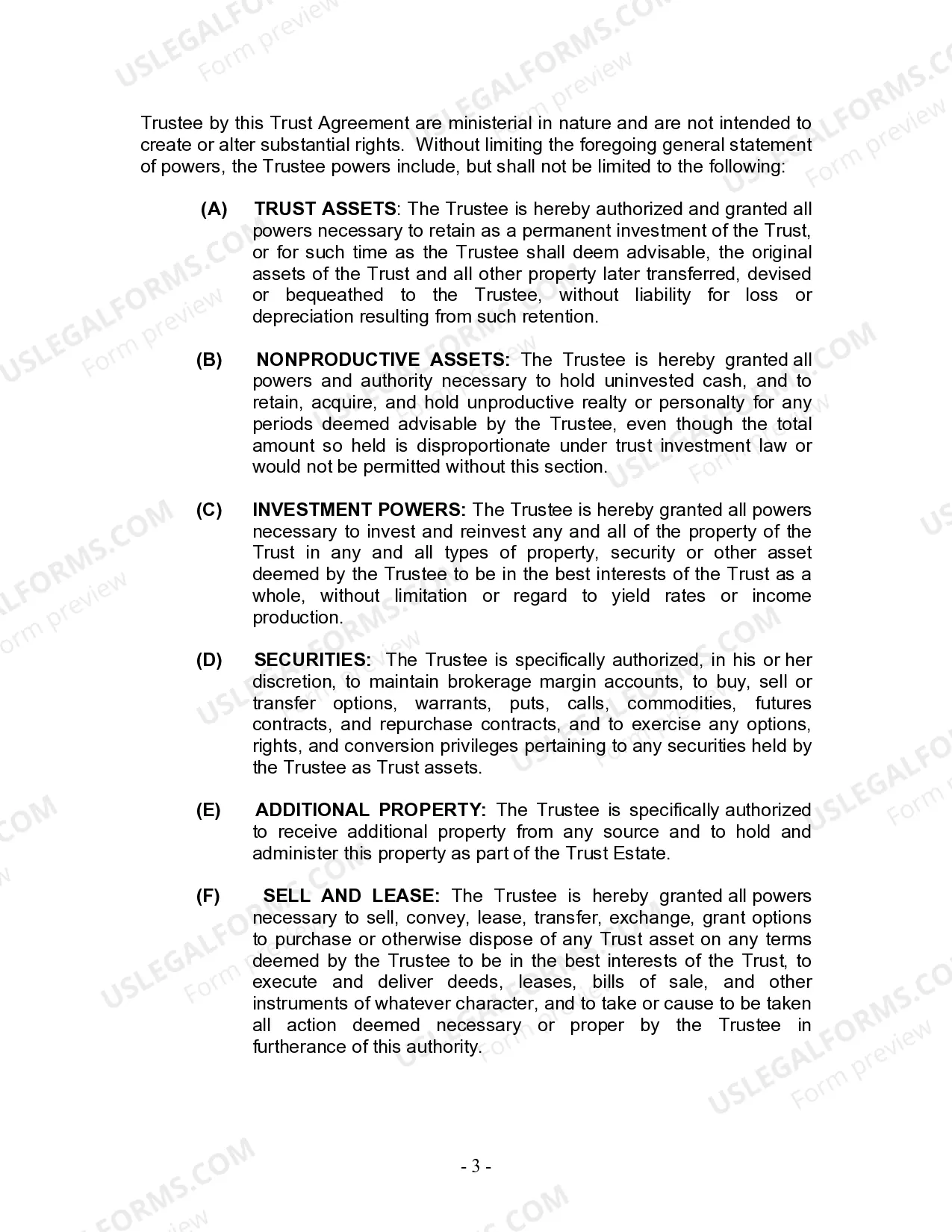 Preview Living Trust for Individual Who is Single, Divorced or Widow (or Widower) with No Children