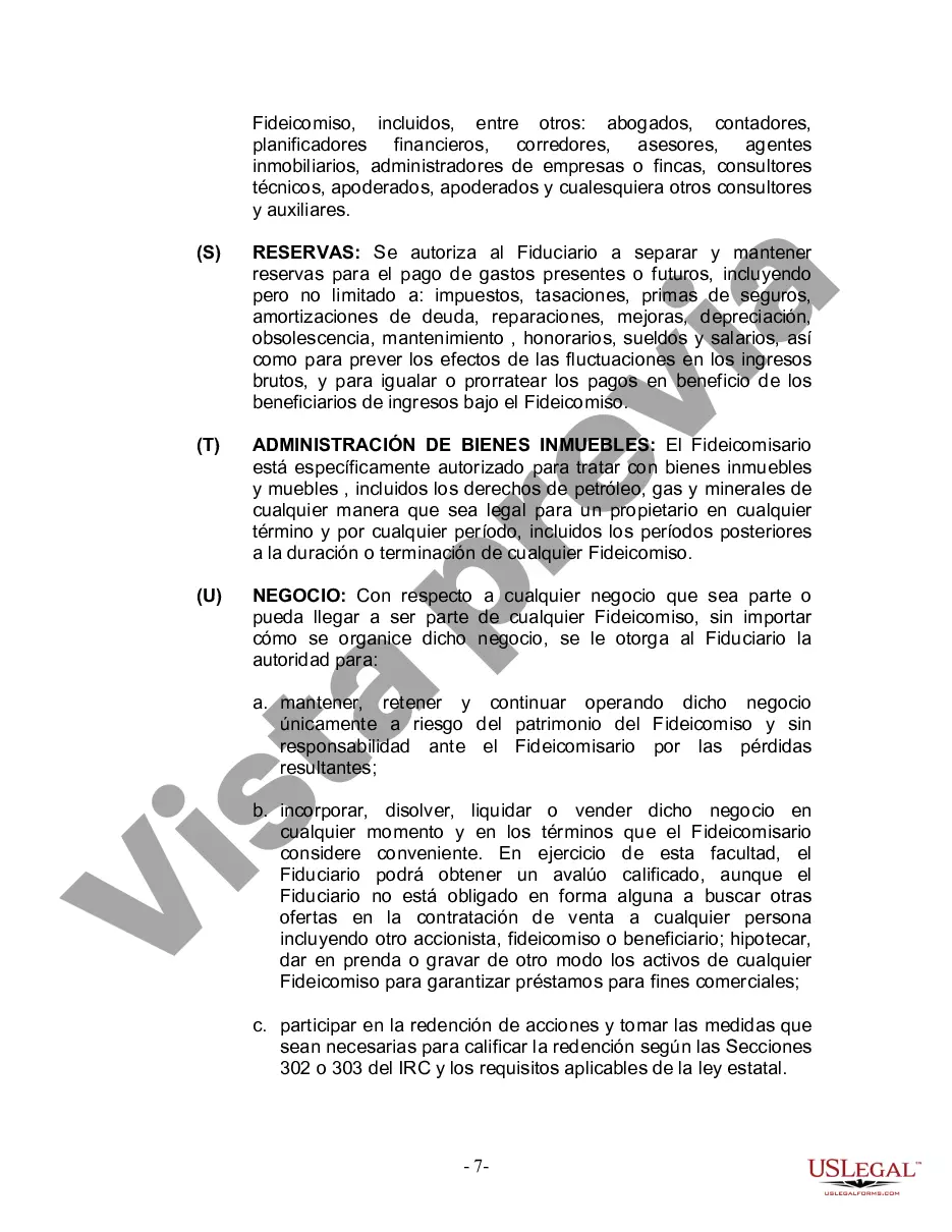 Preview Fideicomiso en vida para individuos solteros, divorciados o viudos o viudos con hijos