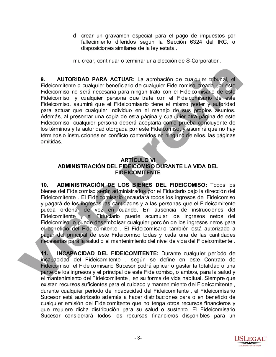 Preview Fideicomiso en vida para individuos solteros, divorciados o viudos o viudos con hijos