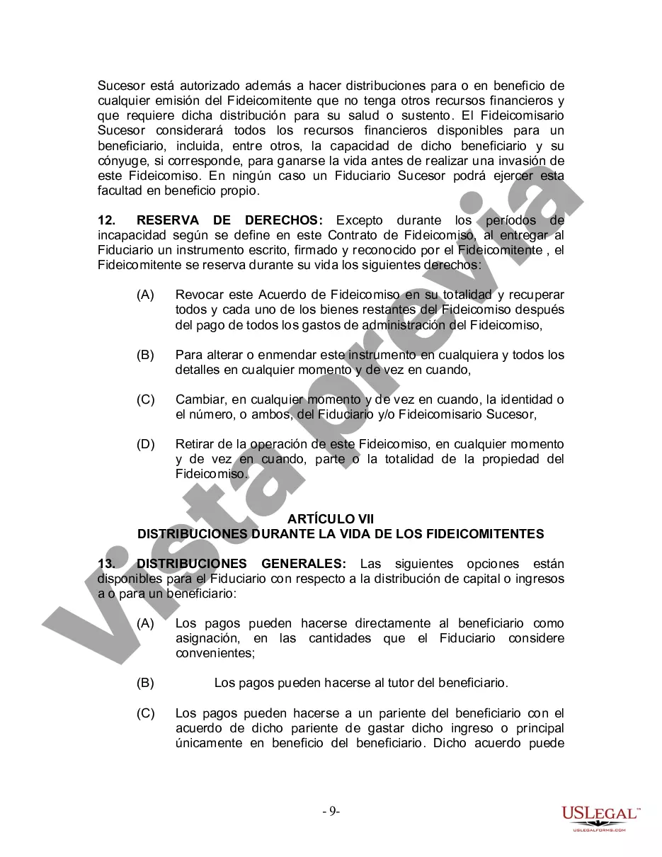 Preview Fideicomiso en vida para esposo y esposa con un hijo