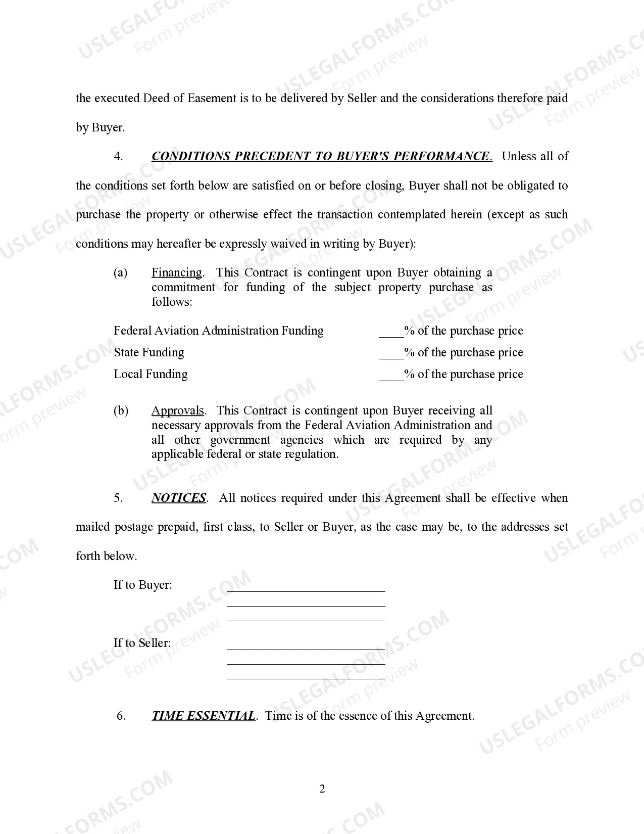 Preview Purchase Agreement for Avigation Easement