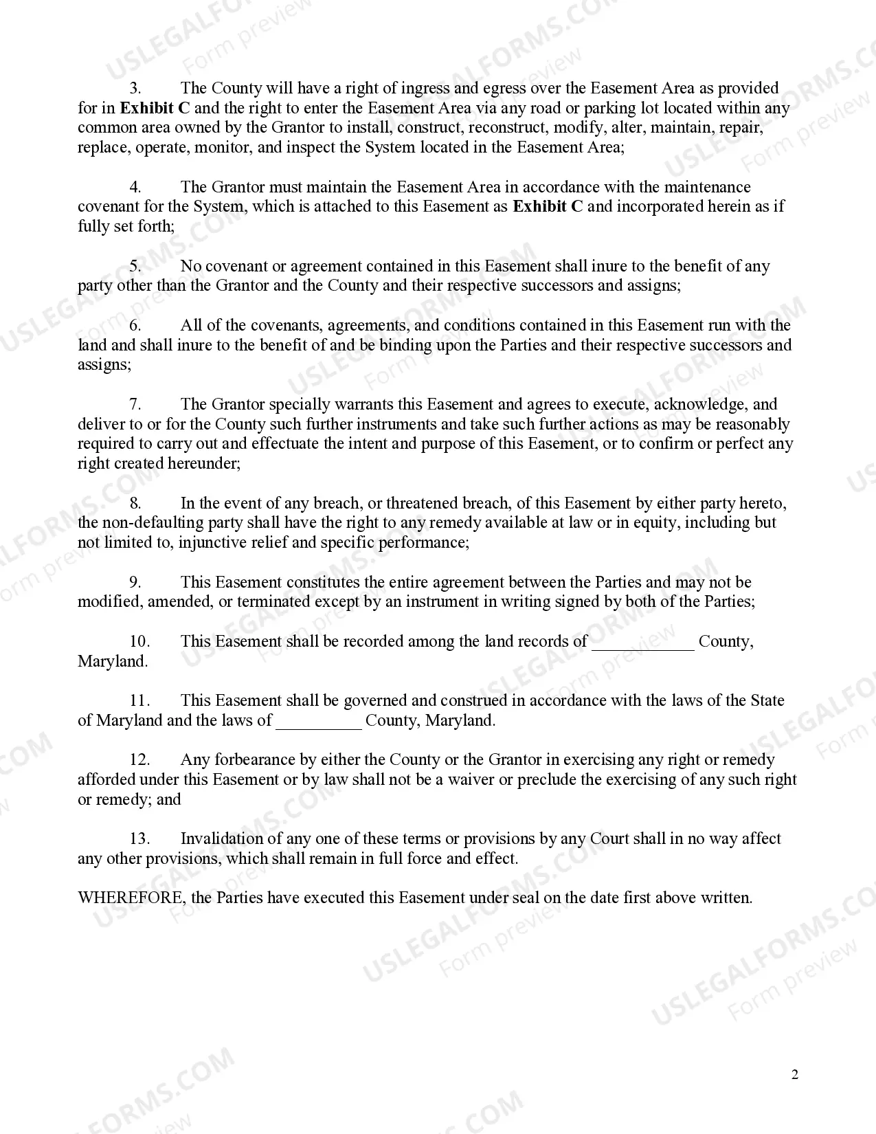 Preview Grant of Storm Water Management Easement and Right of Way