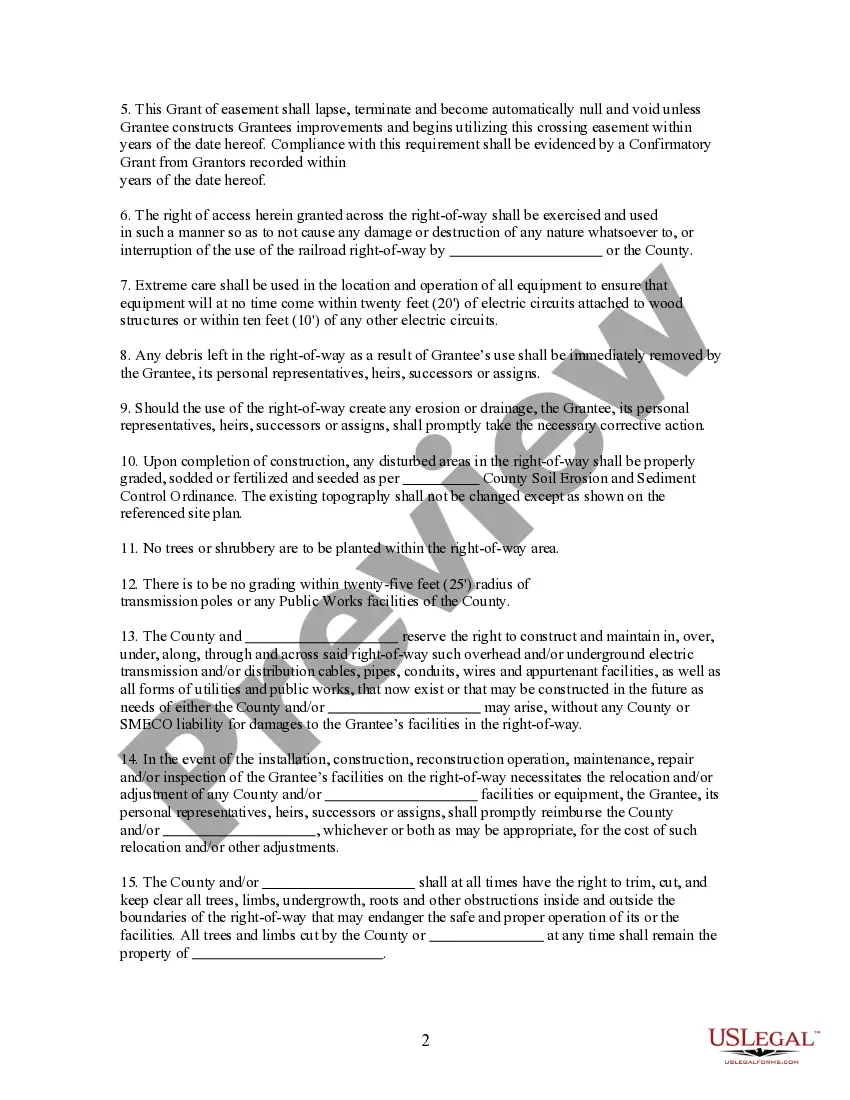 Get Railroad Right of Way Easement Agreement Preview Railroad Right of Way Easement Agreement