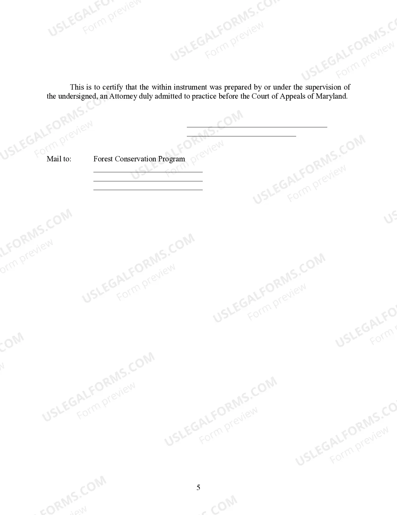 Preview Forest Conservation Ordinance Easement