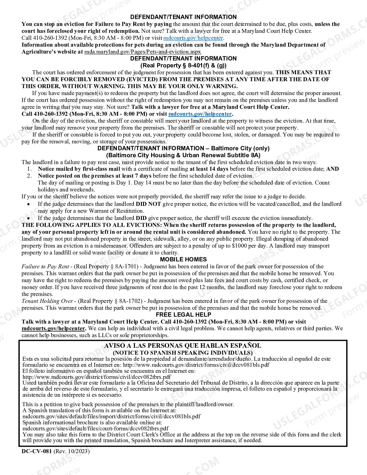 Preview Sample Petition for Warrant of Restitution