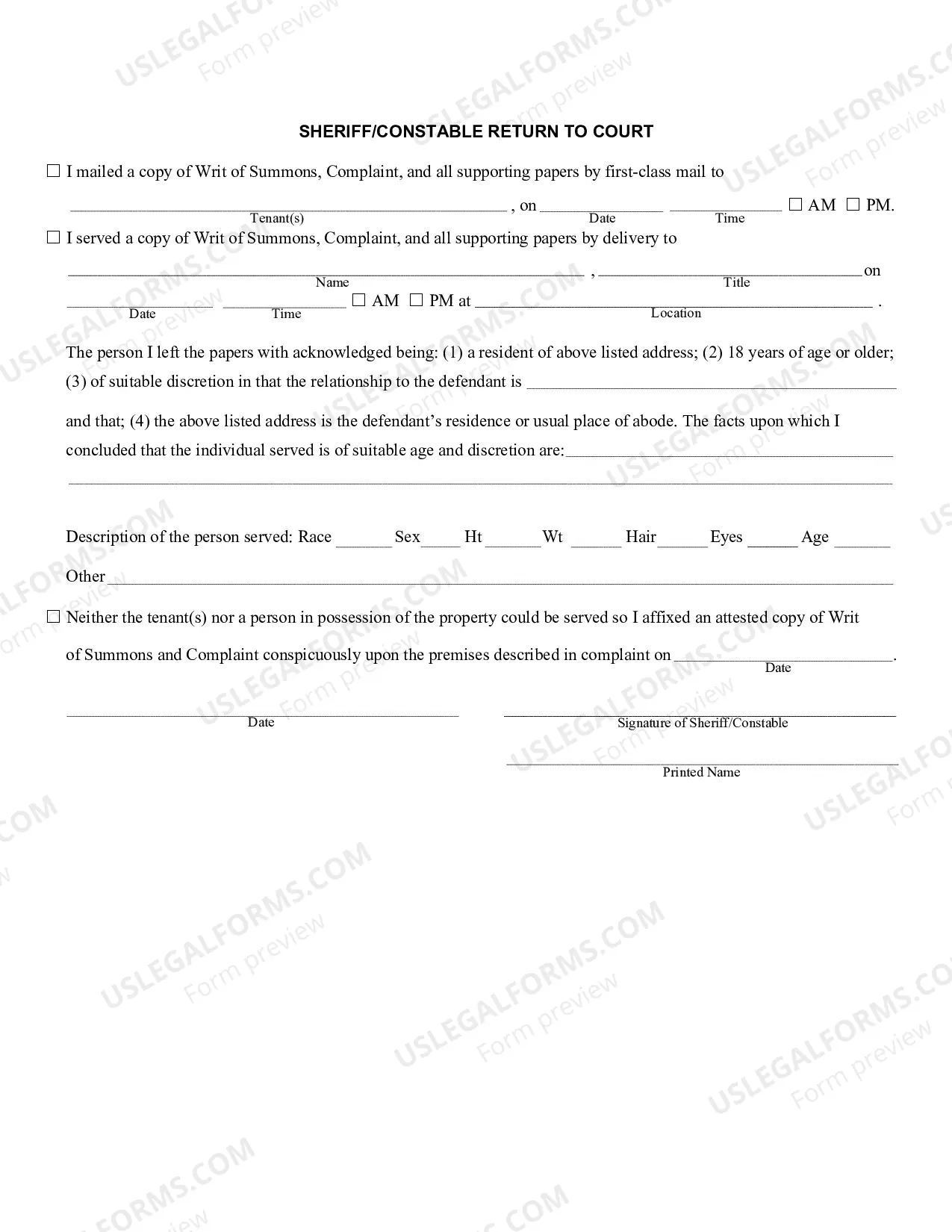 Preview Sample Complaint and Summons Against Tenant Holding Over