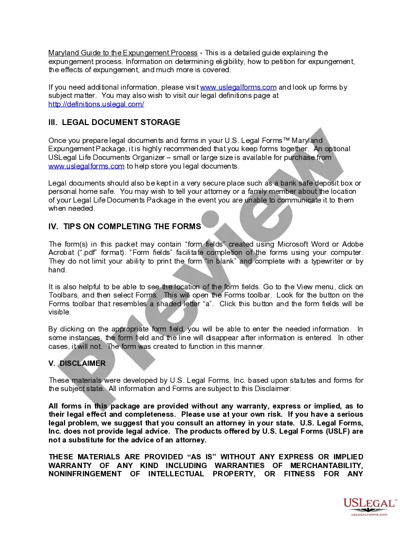 Preview Maryland Expungement Package