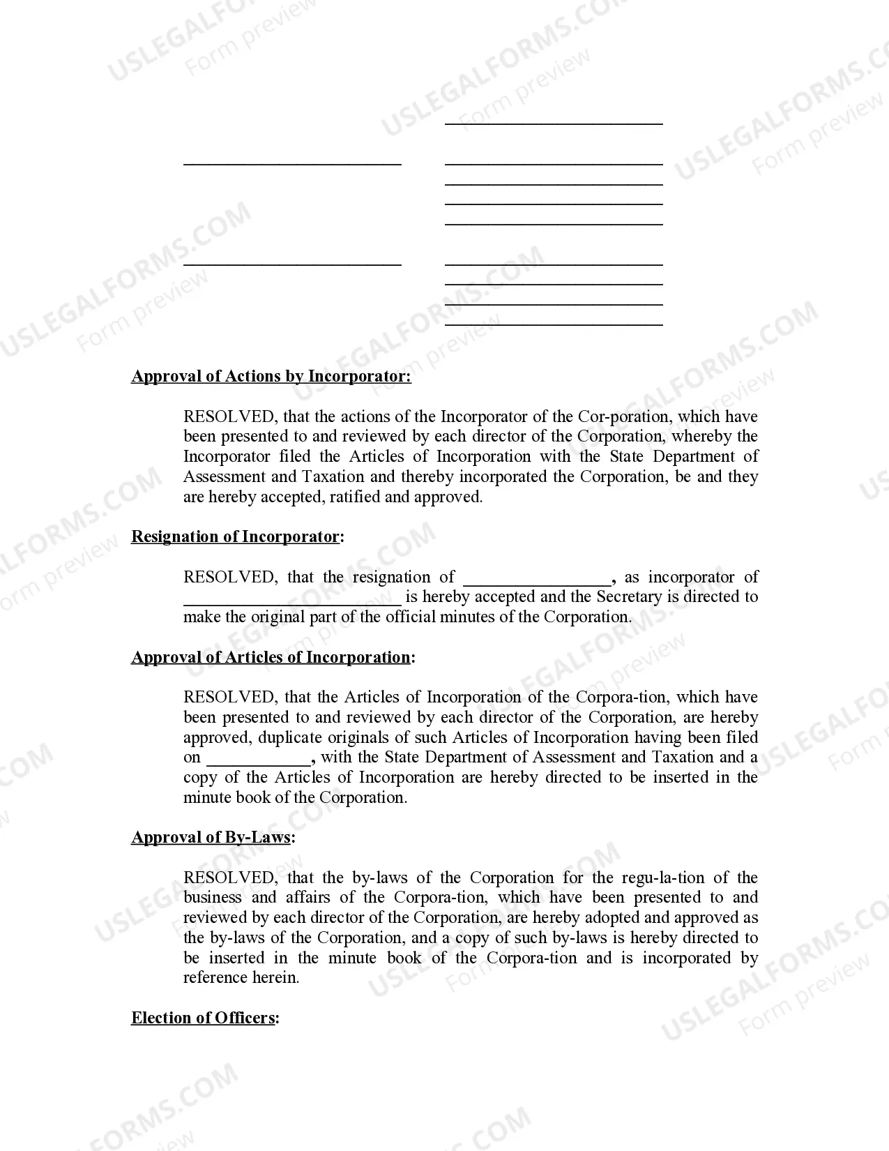 Preview Minutes for Organizational Meeting