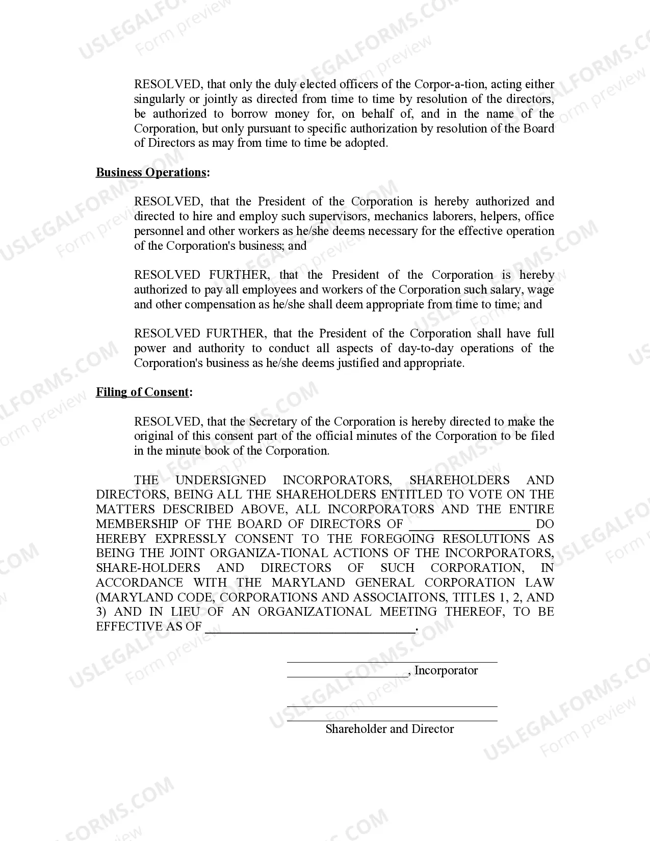 Preview Minutes for Organizational Meeting