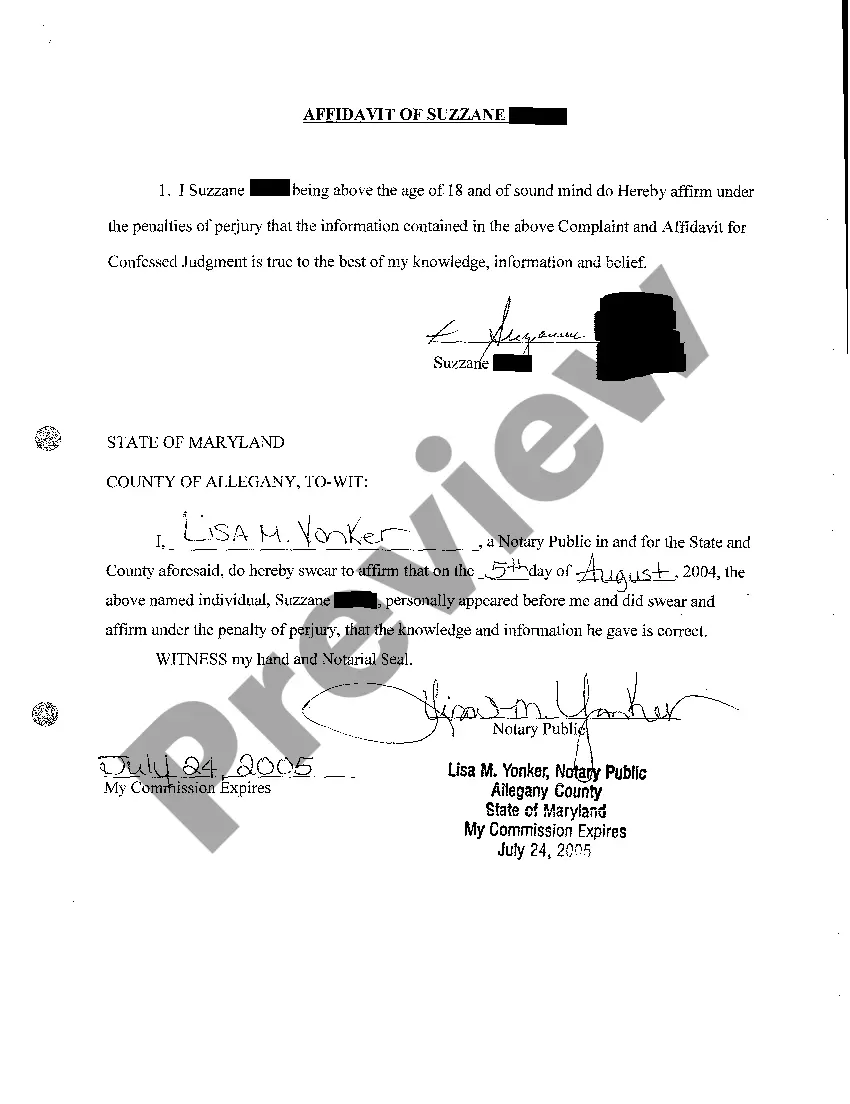 Get A01 Complaint and Affidavit For Confessed Judgment Preview A01 Complaint and Affidavit For Confessed Judgment