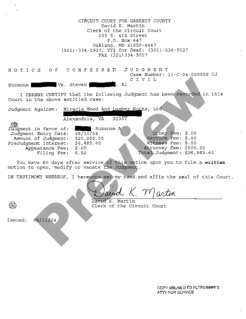 Preview A06 Notice of Confessed Judgment