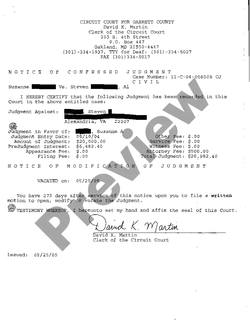 Preview A06 Notice of Confessed Judgment